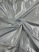 60" Metallic Foil Fabric - White / Silver - 4 Way Stretch Spandex Foggy Foil Shiny Metallic Fabric by Yard