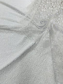 Fish Net Sequins Fabric - White - Cast Net Design Sequins Embroidery Lace Fabric By Yard