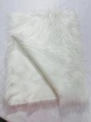 60" Solid Shaggy Faux Fur - White - Long Pile Luxury Shaggy Soft Faux Fur Fabric By Yard