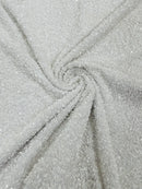 58/60" Velvet Sequins Stretch Fabric - White - Velvet Sequins 2 Way Stretch Sold By Yard