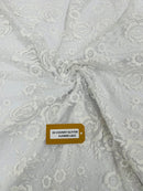 3D Chunky Glitter Rose Fabric - White -  Flower Glitter Design on Tulle Fabric Sold by Yard