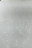 Floral Glitter Design Fabric -  White - 3D Glitter Tulle Flower Plant Design Fabric By Yard