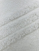 Corded Floral Plant Fabric - White - Floral Corded Lace Flower Fabric Sold By Yard