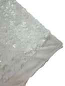 Circle Paillette Sequins - White - Large Round Paillette Sequins Design Fabric By Yard