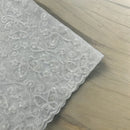 Butterflies Swirl Design - White - Metallic Sequins Butterflies on Lace Fabric By Yard