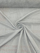 Fishnet Clear Rhinestones Fabric - White - Spandex Fabric Fish Net with Crystal Stones by Yard