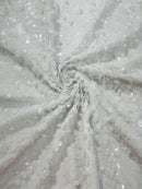 Circle Paillette Sequins - White - Large Round Paillette Sequins Design Fabric By Yard