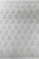 Floral Cluster Corded Fabric - White - Fancy Flower Embroidery Lace Mesh Fabric By Yard