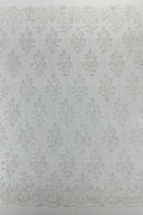 Isabela Design - White - Embroidery Beaded Fabric With Sequin on a Mesh Fabric by the yard