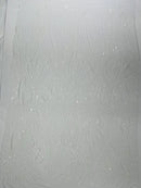 Curvy Design Sequins Fabric - White - 4 Way Stretch Curvy Sequins Design Mesh Fabric by Yard