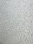 Corded Floral Plant Fabric - White - Floral Corded Lace Flower Fabric Sold By Yard