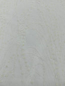 Tulle Glitter Galaxy Design Fabric - White - Tulle Fabric with Sparkle Glitter Design Sold By Yard