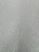 Sparkle Glitter Beaded Fabric - White - Shimmer Stretch Glitter Fabric with Beads and Sequins Sold By Yard