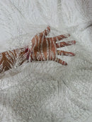 Beaded Embroidered Fabric - White - Embroidered Heart and Feather Pattern Fabric Sold By Yard