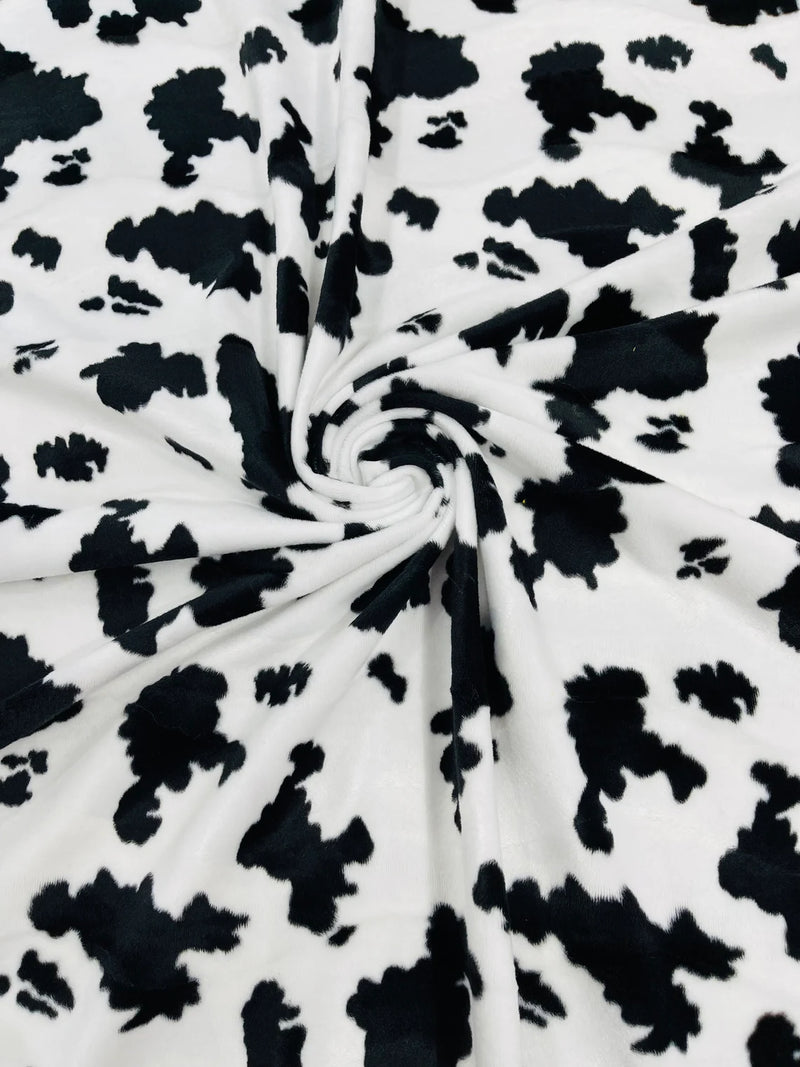 Velboa Faux Fur Fabric - White / Black
