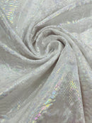 White Iridescent Illusion Anaconda Foil Printed On Stretch Velvet - Sold By The Yard