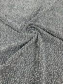 Metallic Foil Sequins - White on Silver - 2 Way Stretch Spandex with 5mm Sequins Fabric by yard