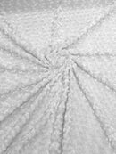 Minky Rose Swirl Fabric - White - 58" Blossom Ball Rosebud Plush Fur Soft Fabric By Yard