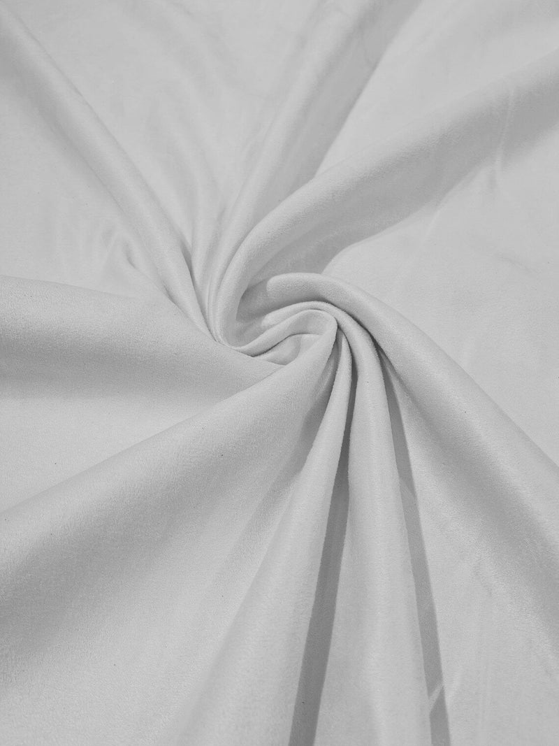 58" Faux Micro Suede Fabric - White - Polyester Micro Suede Fabric for Upholstery / Crafts / Costume By Yard