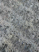 White Silver Glitter Snake Design Shattered Glass Nylon Spandex Fabric By Yard, Snake Flocking Hologram, Glitter Snake Nylon Spandex