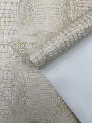 Caiman Gator Vinyl - Upholstery Faux Leather Vinyl Fabric by the Yard, Embossed Gator Caiman Fabric Upholstery