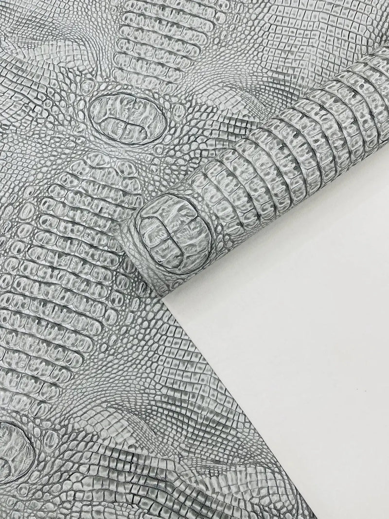 Caiman Gator Vinyl - Upholstery Faux Leather Vinyl Fabric by the Yard, Embossed Gator Caiman Fabric Upholstery