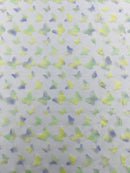 3D Butterfly Design - Yellow / Purple - Embroidered 3D Butterfly Design On Lace Mesh Fabric By Yard