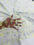 3D Butterfly Design - Yellow / Purple - Embroidered 3D Butterfly Design On Lace Mesh Fabric By Yard