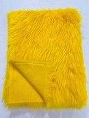 60" Solid Shaggy Faux Fur - Yellow - Long Pile Luxury Shaggy Soft Faux Fur Fabric By Yard
