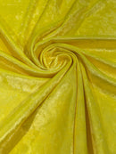 Foggy Foil Velvet Fabric - Yellow - Oil Slick 58/60" Stretch Foil Velvet Black Light Fabric By Yard