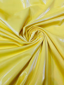 Shiny Latex Stretch Vinyl - Yellow - 4 Way Stretch Milliskin Vinyl Spandex Latex Fabric by Yard