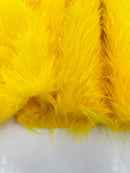 60" Solid Shaggy Faux Fur - Yellow - Long Pile Luxury Shaggy Soft Faux Fur Fabric By Yard