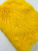 60" Solid Shaggy Faux Fur - Yellow - Long Pile Luxury Shaggy Soft Faux Fur Fabric By Yard