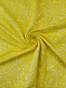 Beaded Sequins Pearl Fabric - Yellow - Embroidered Pearl Beads and Sequins on Lace By Yard