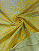 Milliskin Mini Glitz Sequins - Iridescent Yellow - 4 Way Stretch Milliskin Stretch Spandex Fabric Sold By Yard