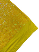 Milliskin Mini Glitz Sequins - Iridescent Yellow - 4 Way Stretch Milliskin Stretch Spandex Fabric Sold By Yard