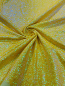 Milliskin Mini Glitz Sequins - Iridescent Yellow - 4 Way Stretch Milliskin Stretch Spandex Fabric Sold By Yard