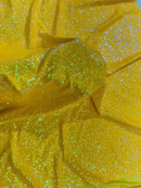 Milliskin Mini Glitz Sequins - Iridescent Yellow - 4 Way Stretch Milliskin Stretch Spandex Fabric Sold By Yard