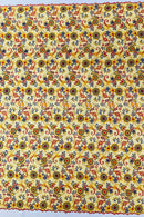 Multi-Color Flower Fabric - Yellow / Red / Blue - Embroidered Floral Design Lace Fabric By Yard