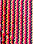 60" Zig Zag Faux Fur - Yellow / Red / Black  - Three Tone Soft Faux Fur Fabric By Yard