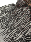 Black Sequin Fabric by Yard, 4 Way Stretch Fashion Design on Spandex Mesh