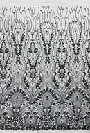 Black Fashion Design Beads and Sequins, Luxury Beaded Fabric Embroidered on a Mesh Lace,Wedding,Bridal,Dress Sold By The Yard