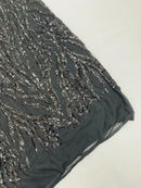 Black Sequin Fabric by Yard, 4 Way Stretch Fashion Design on Spandex Mesh