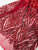 Burgundy Sequin Fabric by Yard, 4 Way Stretch Fashion Design on Spandex Mesh