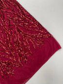 Burgundy Sequin Fabric by Yard, 4 Way Stretch Fashion Design on Spandex Mesh