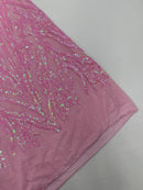 Candy Sequin Fabric by Yard, 4 Way Stretch Fashion Design on Spandex Mesh