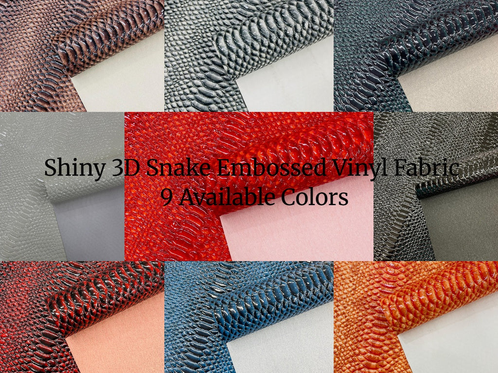 Shiny 3D Snake Embossed Vinyl Fabric By The Yard, 2 Tone Snake Skin Vi