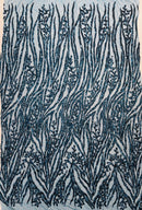 Dark Teal Sequin Fabric by Yard, 4 Way Stretch Fashion Design on Spandex Mesh