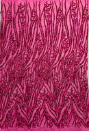 Fuchsia Sequin Fabric by Yard, 4 Way Stretch Fashion Design on Spandex Mesh