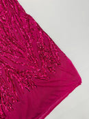 Fuchsia Sequin Fabric by Yard, 4 Way Stretch Fashion Design on Spandex Mesh